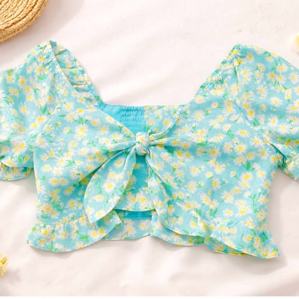 BCBGeneration Light Blue Floral Blouse - Picture 2 of 2